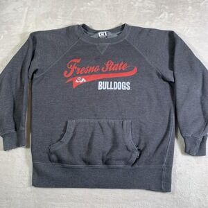 Fresno State Bulldogs Sweatshirt Mens M Gray‎ College Crewneck Kangaroo Pocket